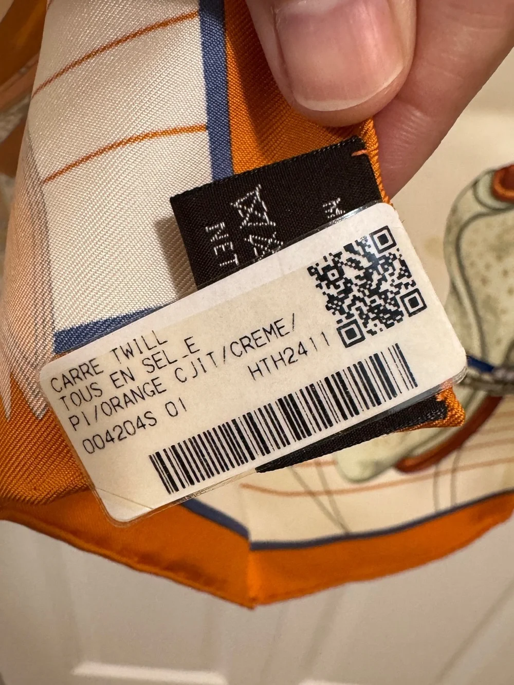 Hermes 90cm Tous En Selle - Cream & Orange Scarf